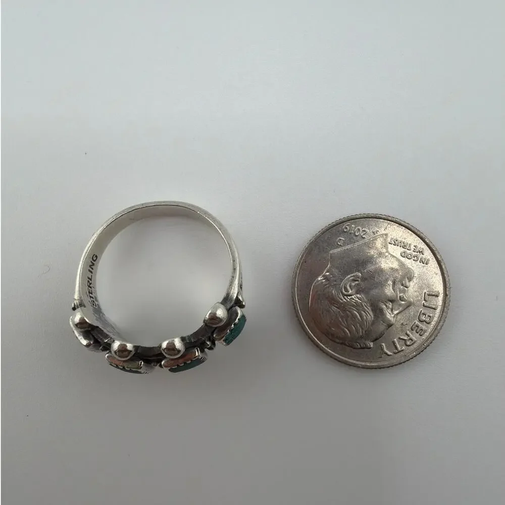 Vintage Zuni Southwestern Sterling Silver Turquoise Ring 5.5